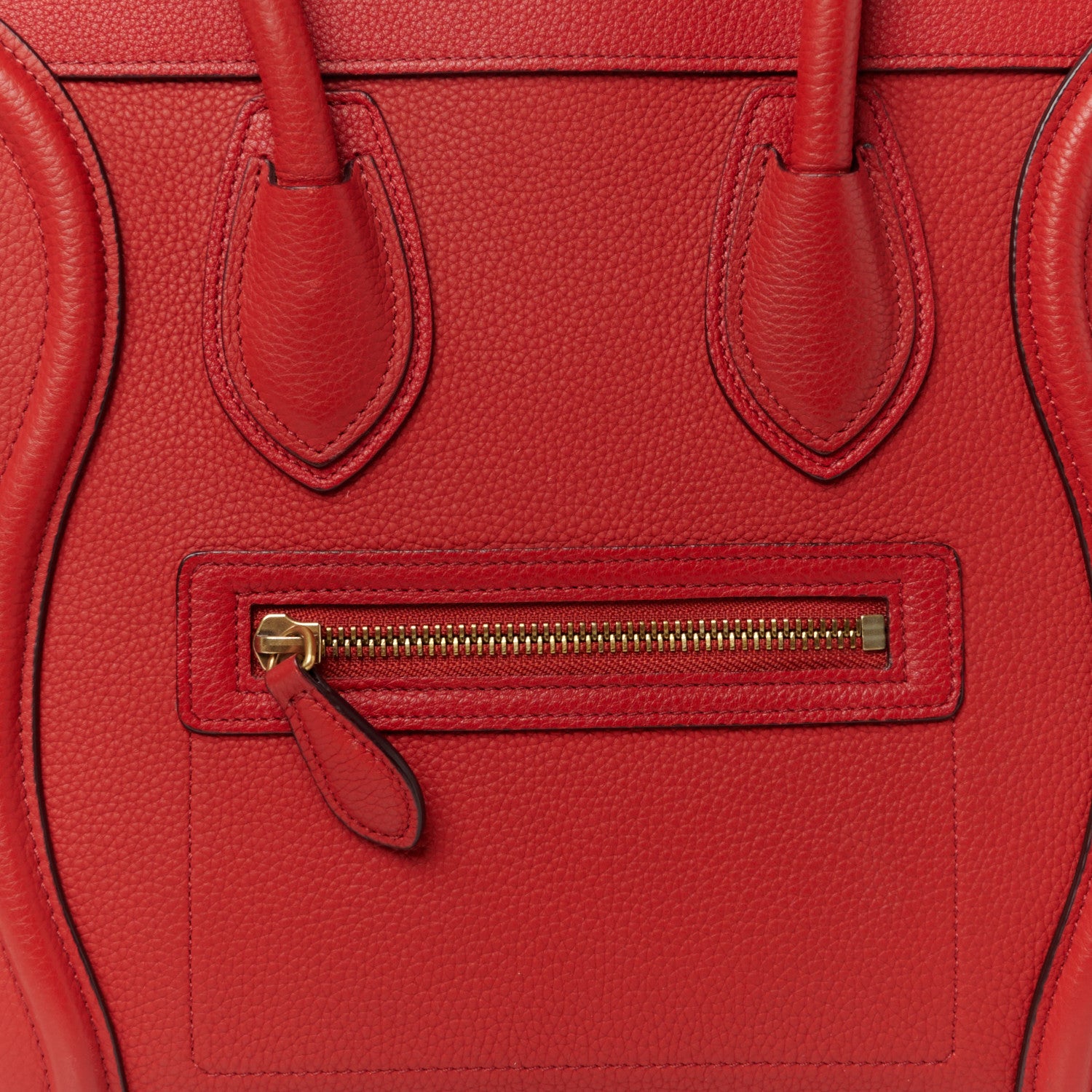 Celine Drummed Calfskin Micro Luggage Red 7 of 9