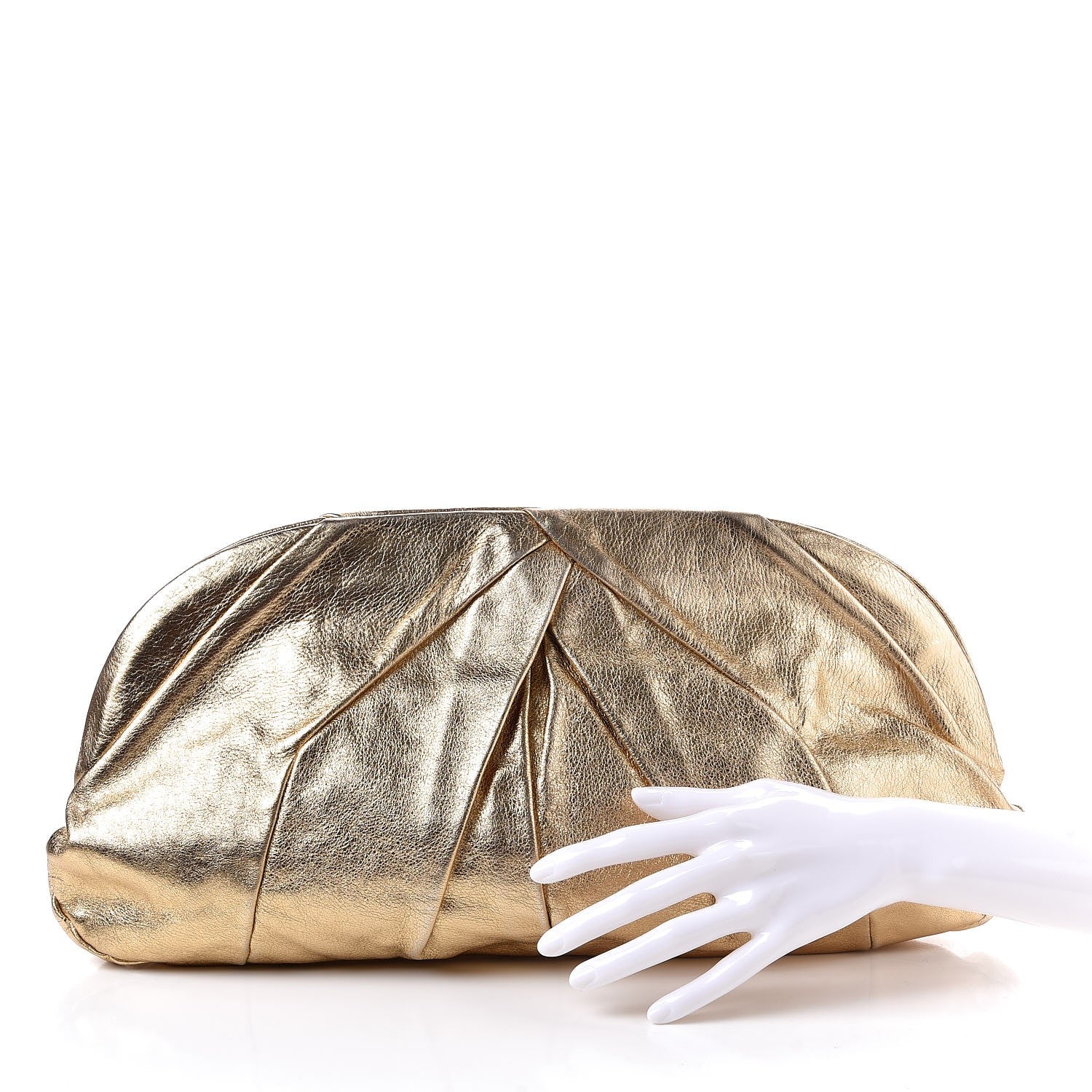 Miu Miu Metallic Soft Calfskin Oversized Clutch Gold 2 of 8