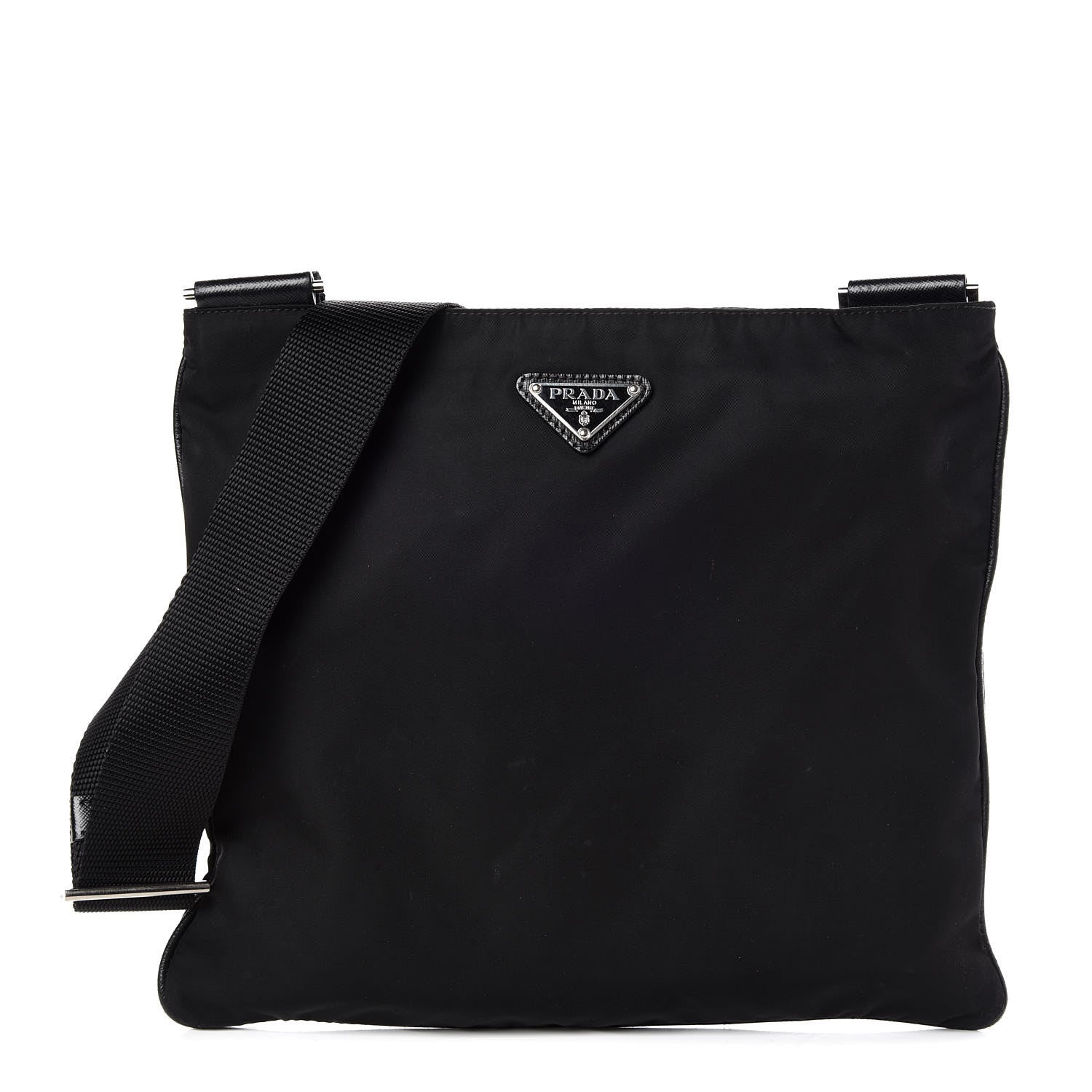 Prada Nylon Flat Messenger Bag Black 1 of 9