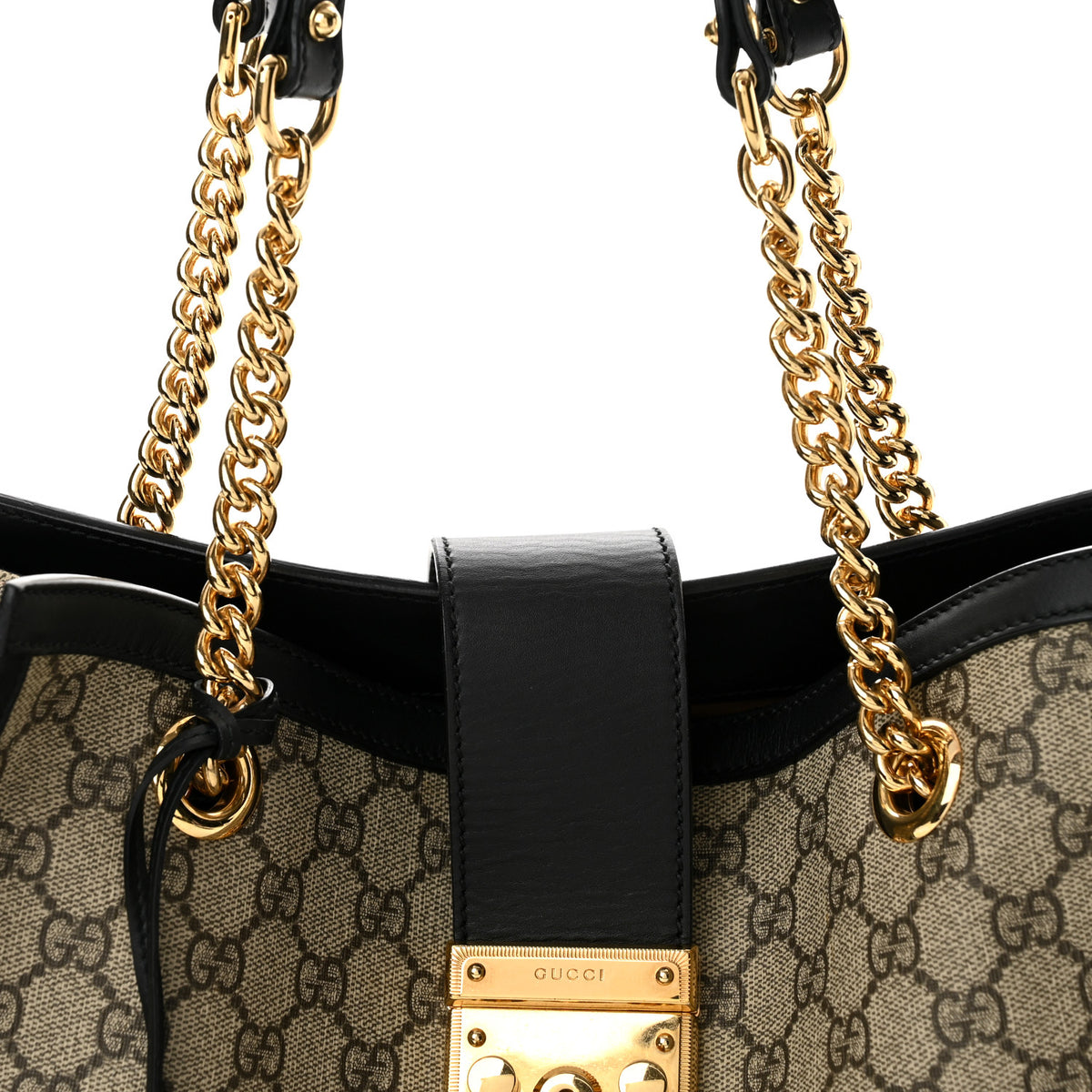 GG Supreme Monogram Medium Padlock Tote Black