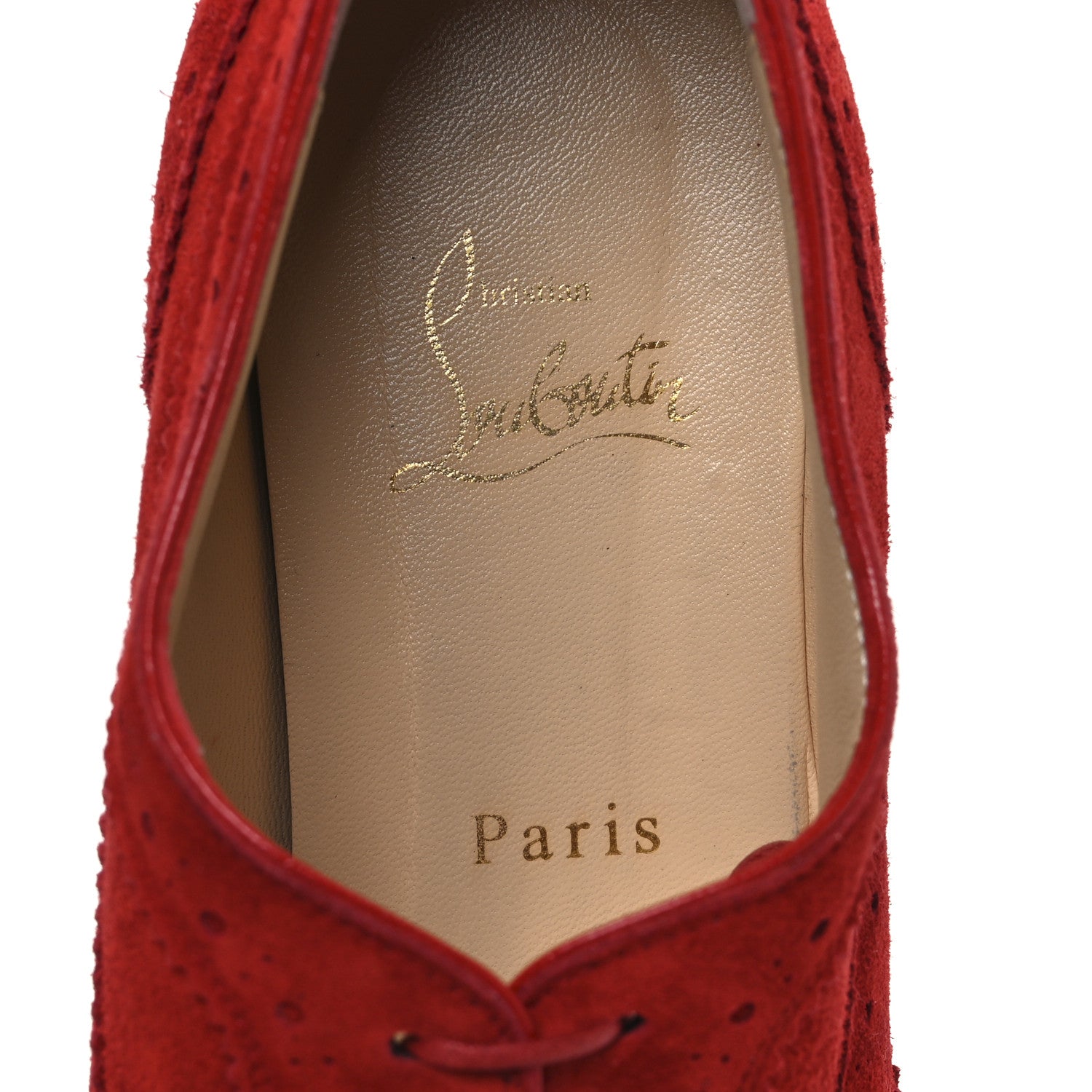 Christian Louboutin Veau Velours Charletta Brogue Oxfords 39 Flamenco 10 of 12