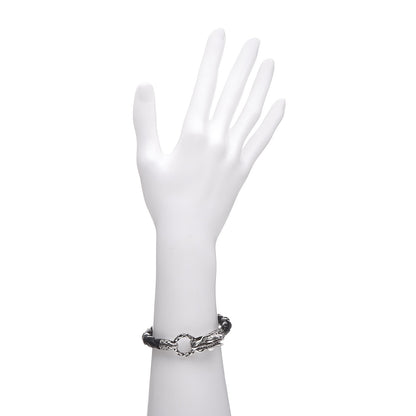John Hardy Sterling Silver Leather Naga Dragon Legend Bracelet Black 2 of 6