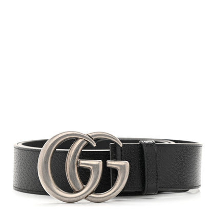 Gucci Textured Dollar Calfskin Nickel Double G 40mm Belt 105 42 Black 1 of 5