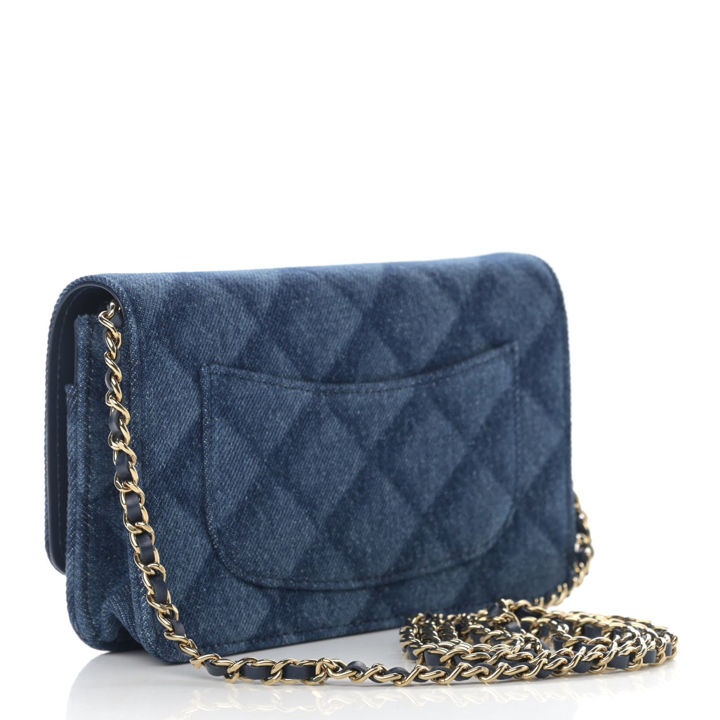 Denim Printed Wallet On Chain WOC Dark Blue