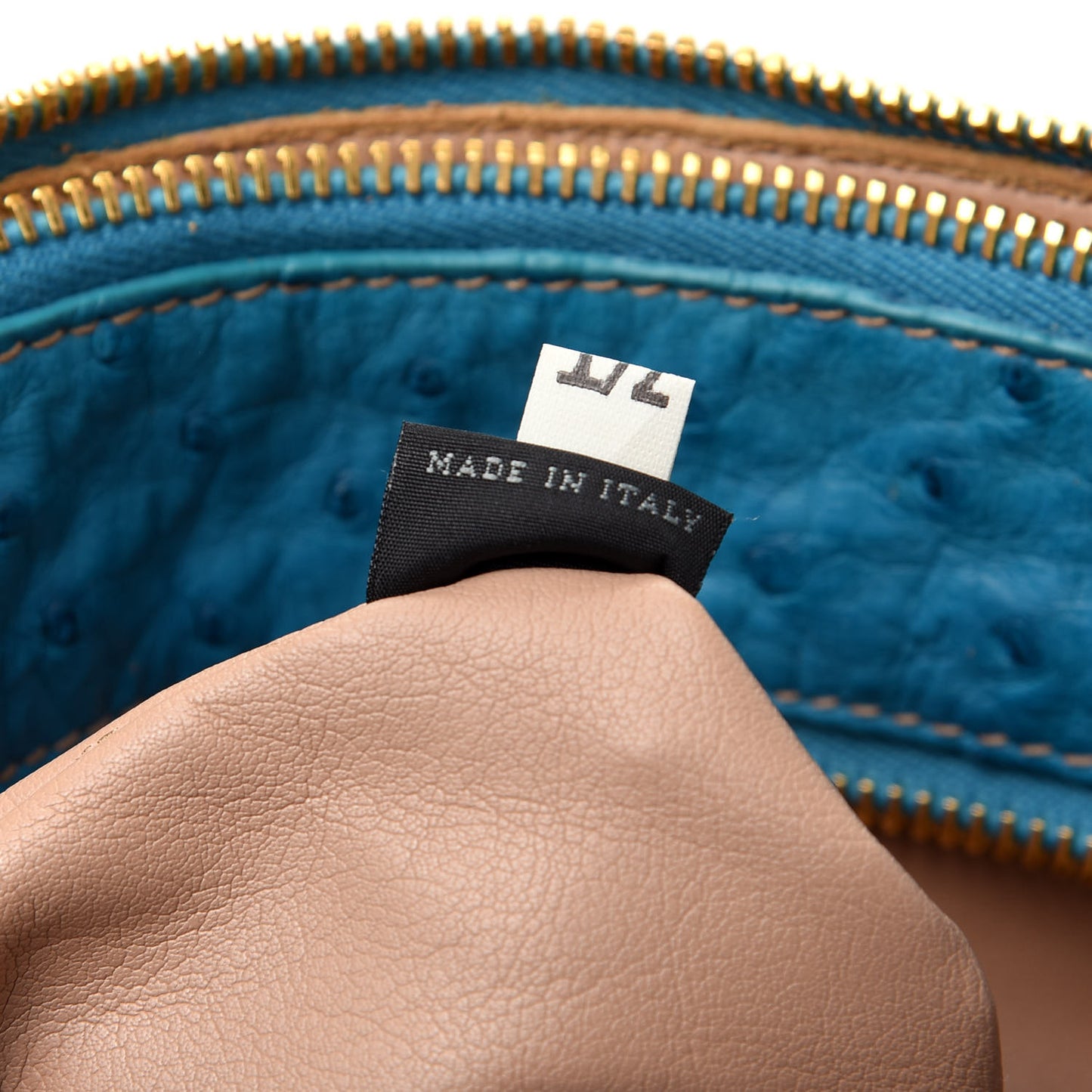 Ostrich Medium Galleria Double Zip Tote Turchese