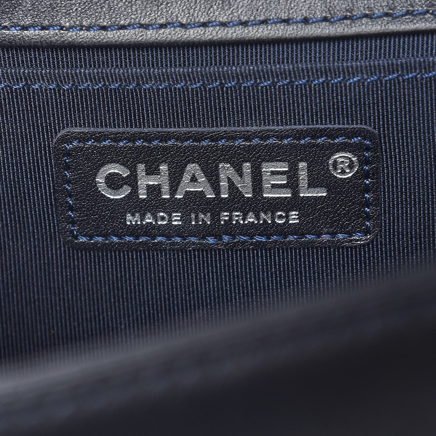Tweed Lambskin Woven Medium Boy Flap Navy Blue