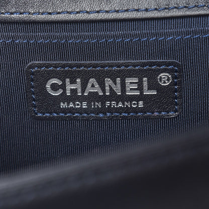 Chanel Tweed Lambskin Woven Medium Boy Flap Navy Blue 8 of 11