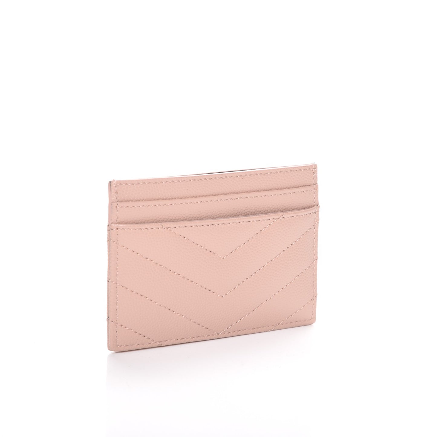 Grain De Poudre Matelasse Chevron Monogram Credit Card Case Pale Pink