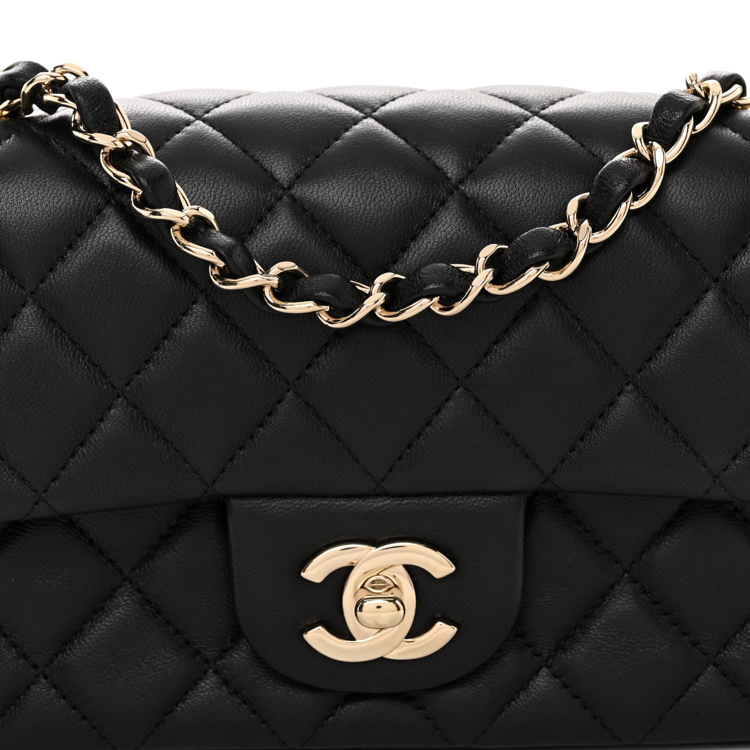 Chanel Lambskin Quilted Mini Rectangular Flap Black 9 of 11