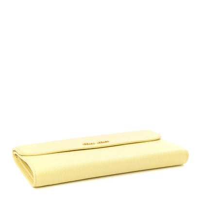 Miu Miu Goatskin Madras Continental Wallet Light Yellow 4 of 7