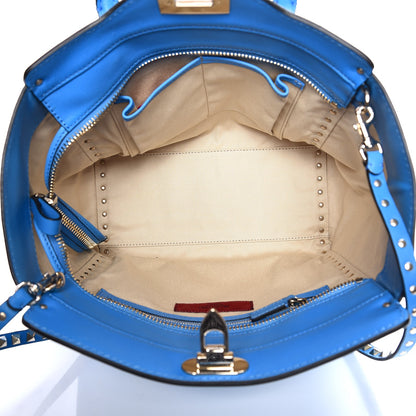 Valentino Garavani Vitello Rockstud Double Handle Tote Blue Fluo 6 of 9