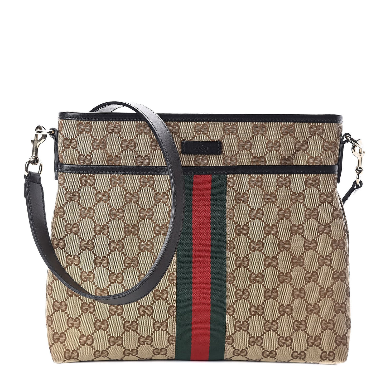 GG Monogram Web Flat Messenger Bag Black