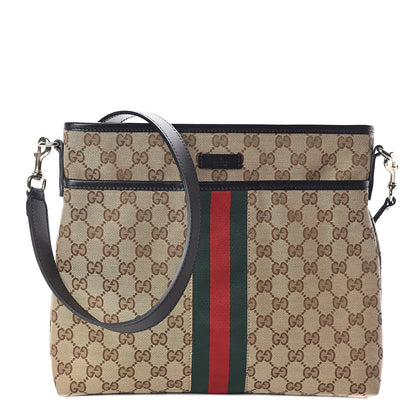 Gucci GG Monogram Web Flat Messenger Bag Black 1 of 9
