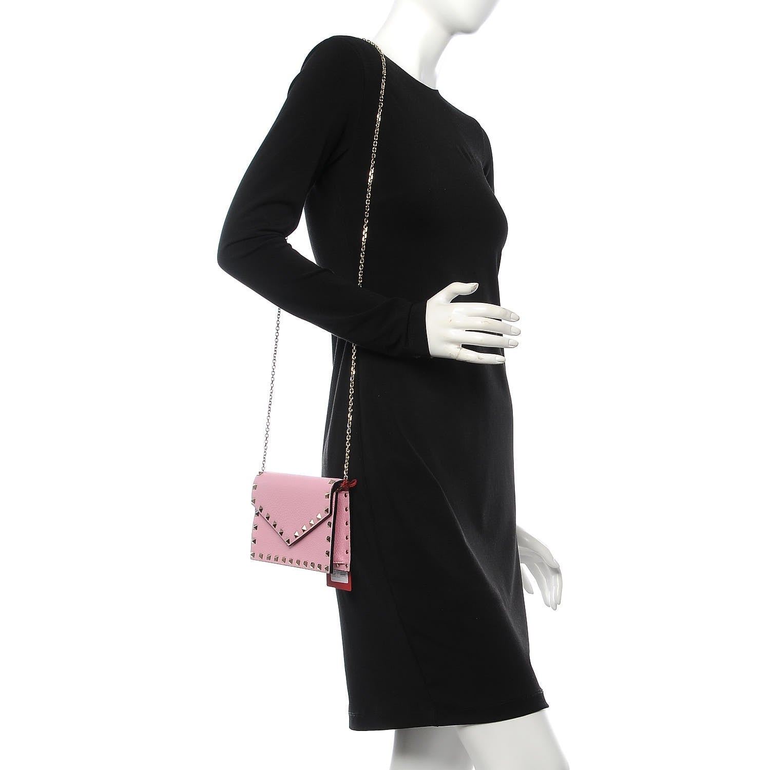 Valentino Garavani Grained Calfskin Rockstud Envelope Wallet on Chain Absolute 2 of 7