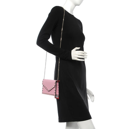 Valentino Garavani Grained Calfskin Rockstud Envelope Wallet on Chain Absolute 2 of 7