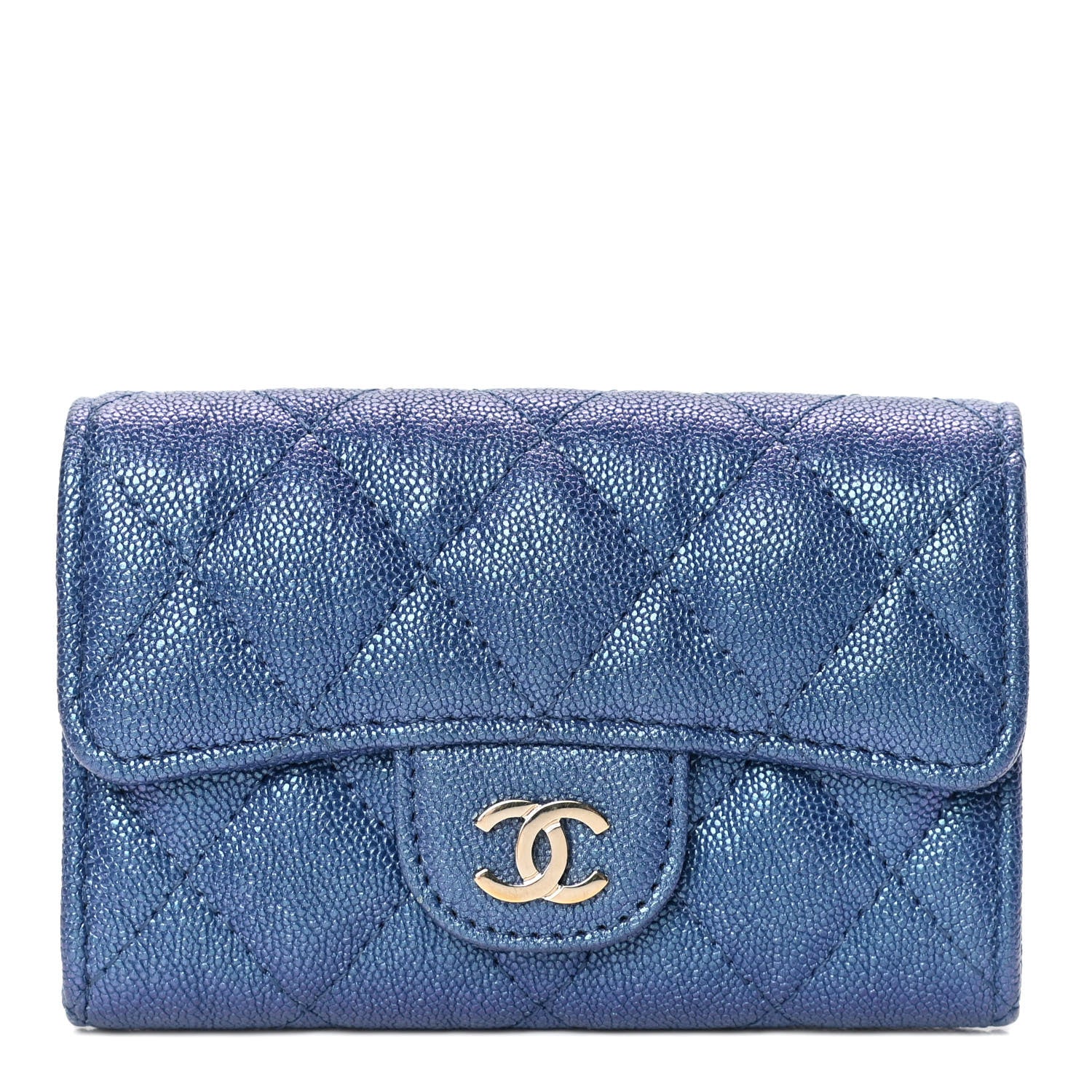 Chanel Iridescent Caviar Quilted Flap Card Holder Dark Blue 1 of 4
