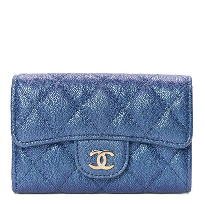 Chanel Iridescent Caviar Quilted Flap Card Holder Dark Blue 1 of 4