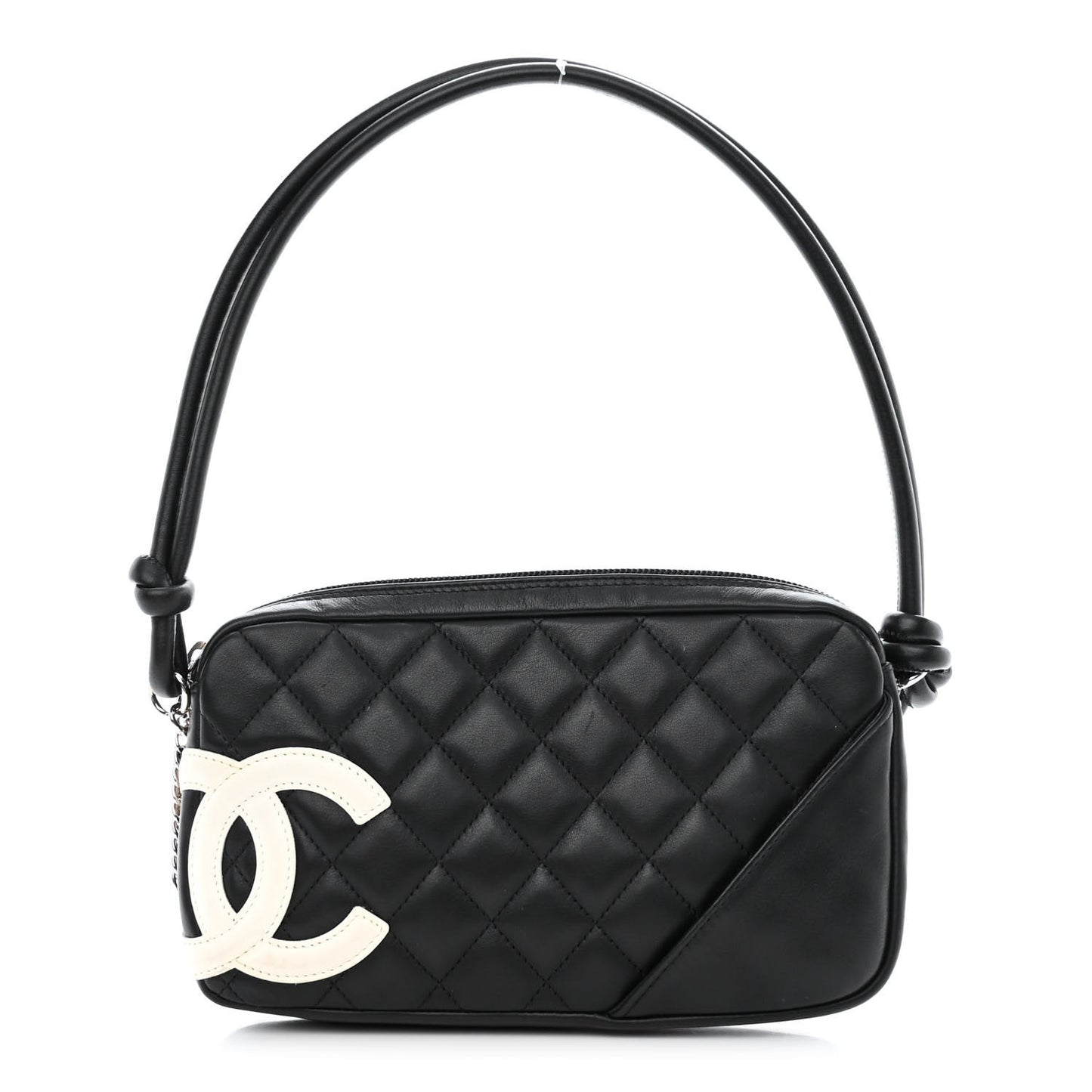 Calfskin Quilted Cambon Pochette Black White