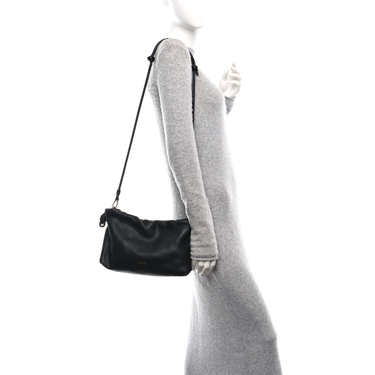 Loewe Mellow Nappa Medium Donut Chain Flamenco Knot Clutch Black 2 of 10