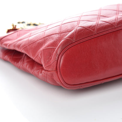 Chanel Lambskin Stitched Shopper Tote Red 9 of 16