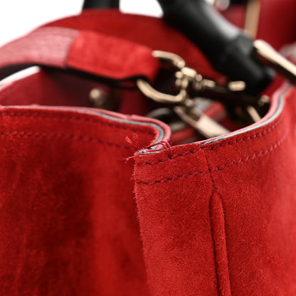 Gucci Suede Bamboo Fringe Medium Shopper Tote Red 11 of 12
