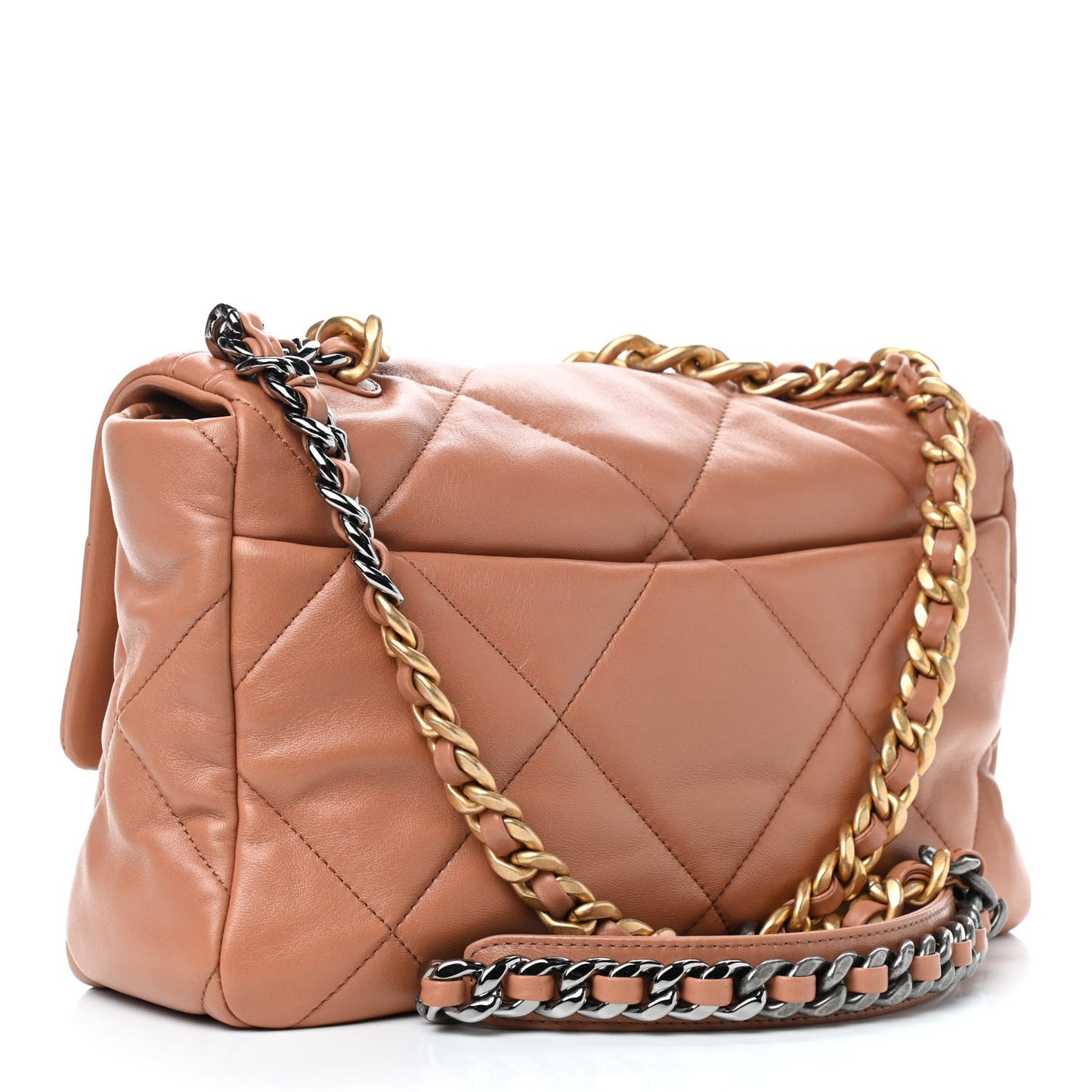 Lambskin Quilted Large Chanel 19 Flap Brown