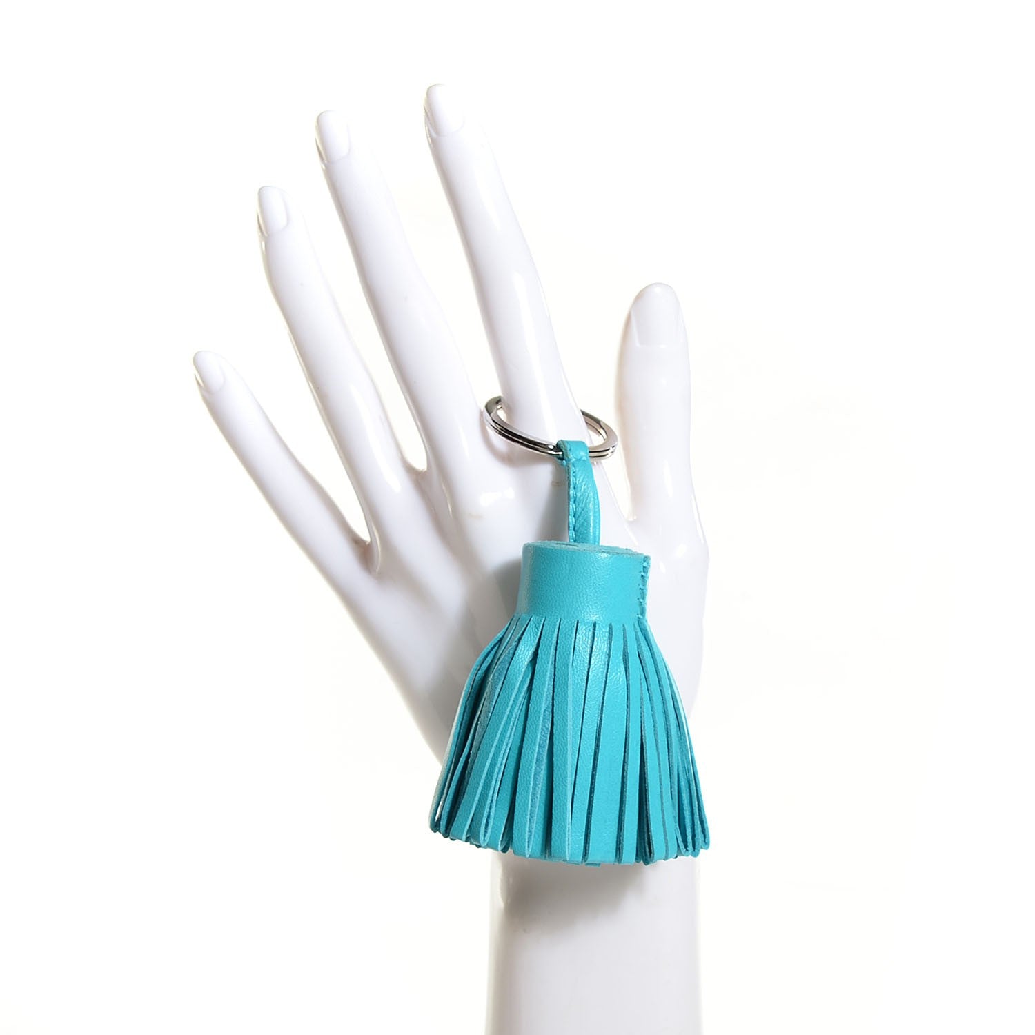 Hermes Lambskin Carmen Tassel Key Holder Bleu Azteque 2 of 5
