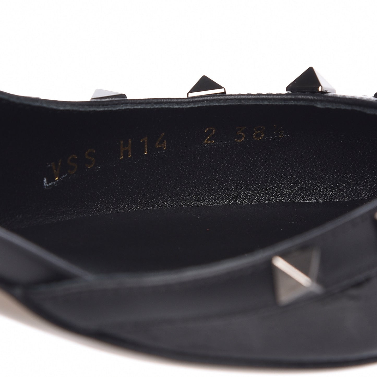 Wrinkled Patent Rockstud Half D'Orsay Slingback 50mm Pumps 38.5 Black