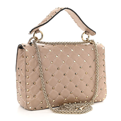 Valentino Garavani Lambskin Medium Rockstud Spike Shoulder Bag Poudre 4 of 12