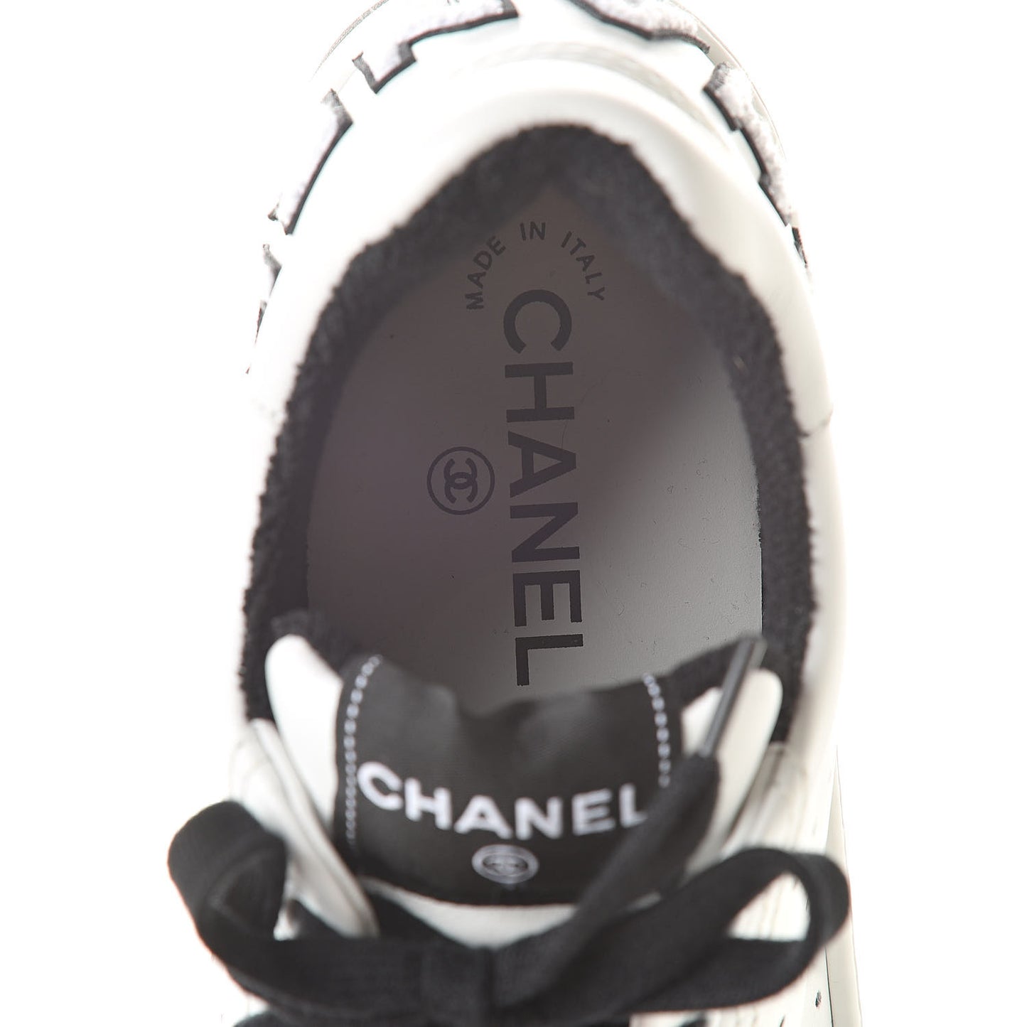 Calfskin Womens Logo Sneakers 39 Black White