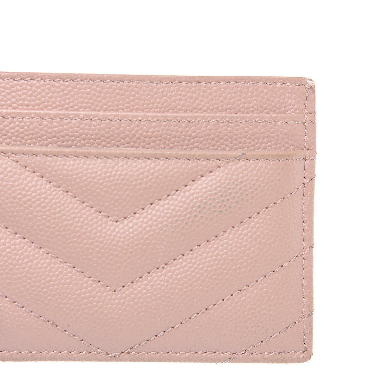 Saint Laurent Grain De Poudre Matelasse Chevron Monogram Credit Card Case Pale Pink 11 of 12