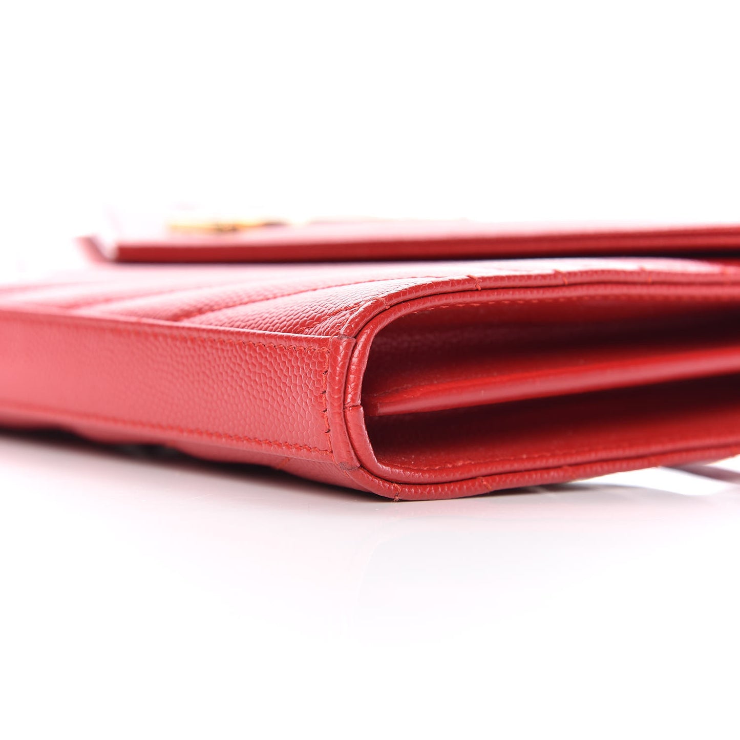 Grain De Poudre Matelasse Chevron Monogram Chain Wallet New Red