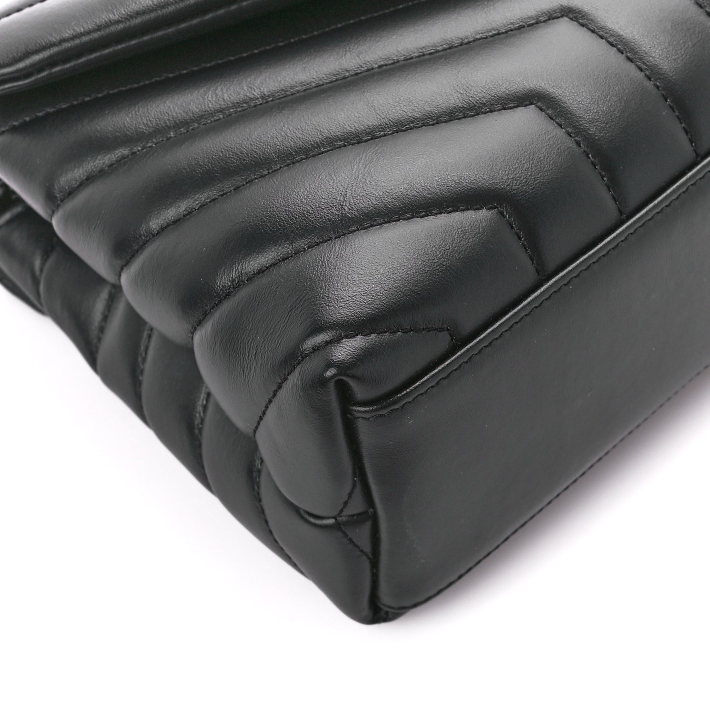 Calfskin Y Quilted Monogram Monochrome Small Loulou Chain Satchel Black