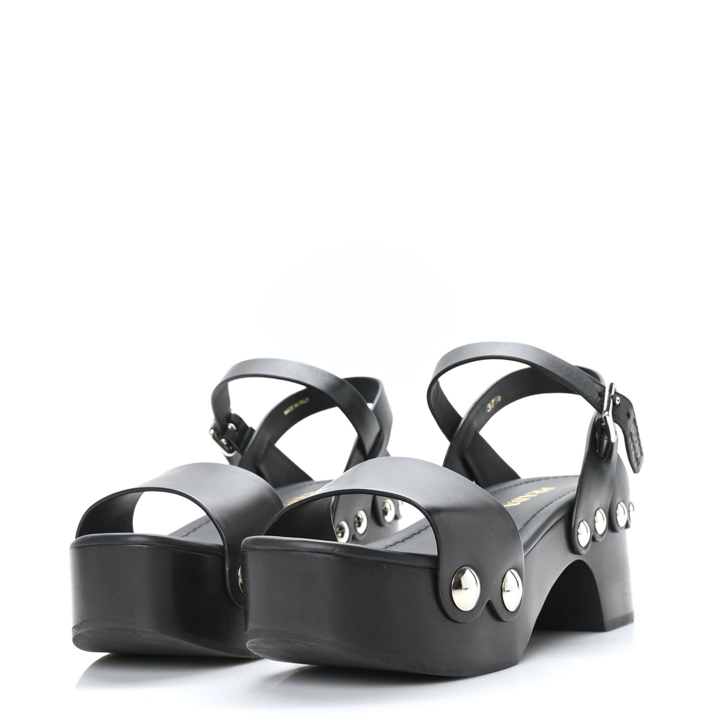 Natural Calfskin 50mm Clog Sandals 37.5 Black
