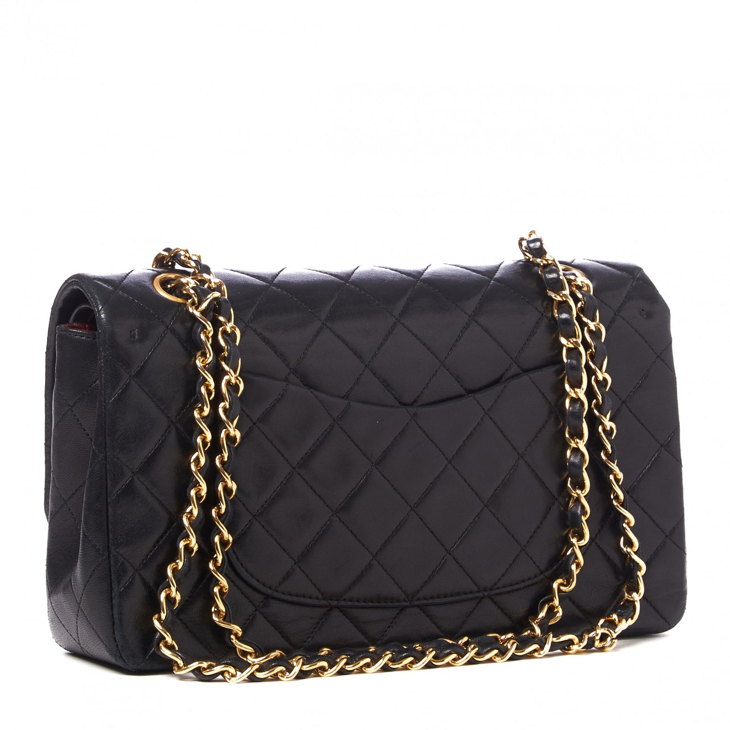 Lambskin Quilted Medium Double Flap Black