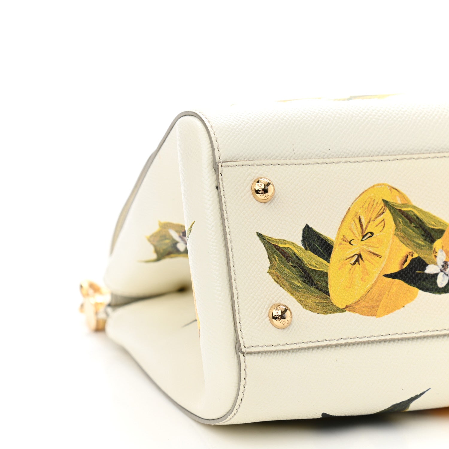 Dolce & Gabbana Dauphine Lemon Print Medium Miss Sicily Satchel White 5 of 14