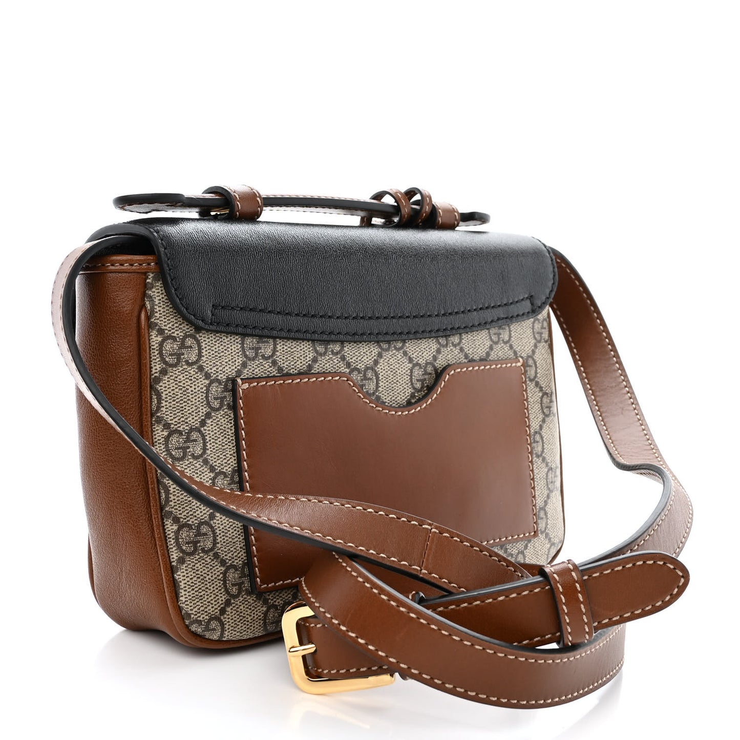 GG Supreme Monogram New Sakai Lux Calfskin Mini Padlock Flap Pocket Shoulder Bag Beige Ebony Black Cuir