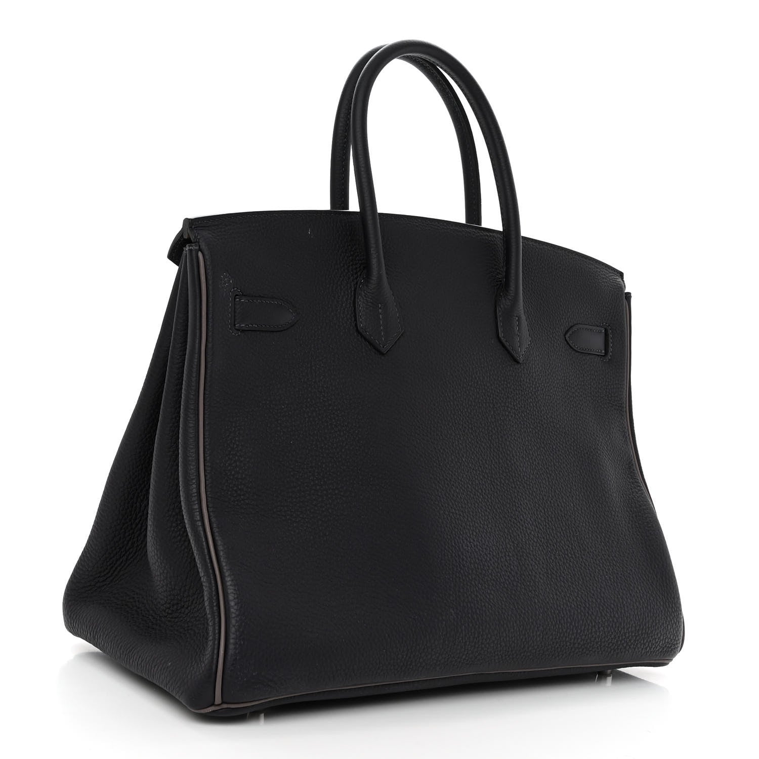 Hermes Togo Bi-Color Horseshoe Birkin 35 Black Etoupe 3 of 13
