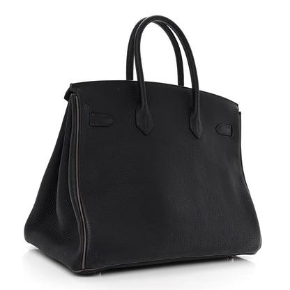 Hermes Togo Bi-Color Horseshoe Birkin 35 Black Etoupe 3 of 13