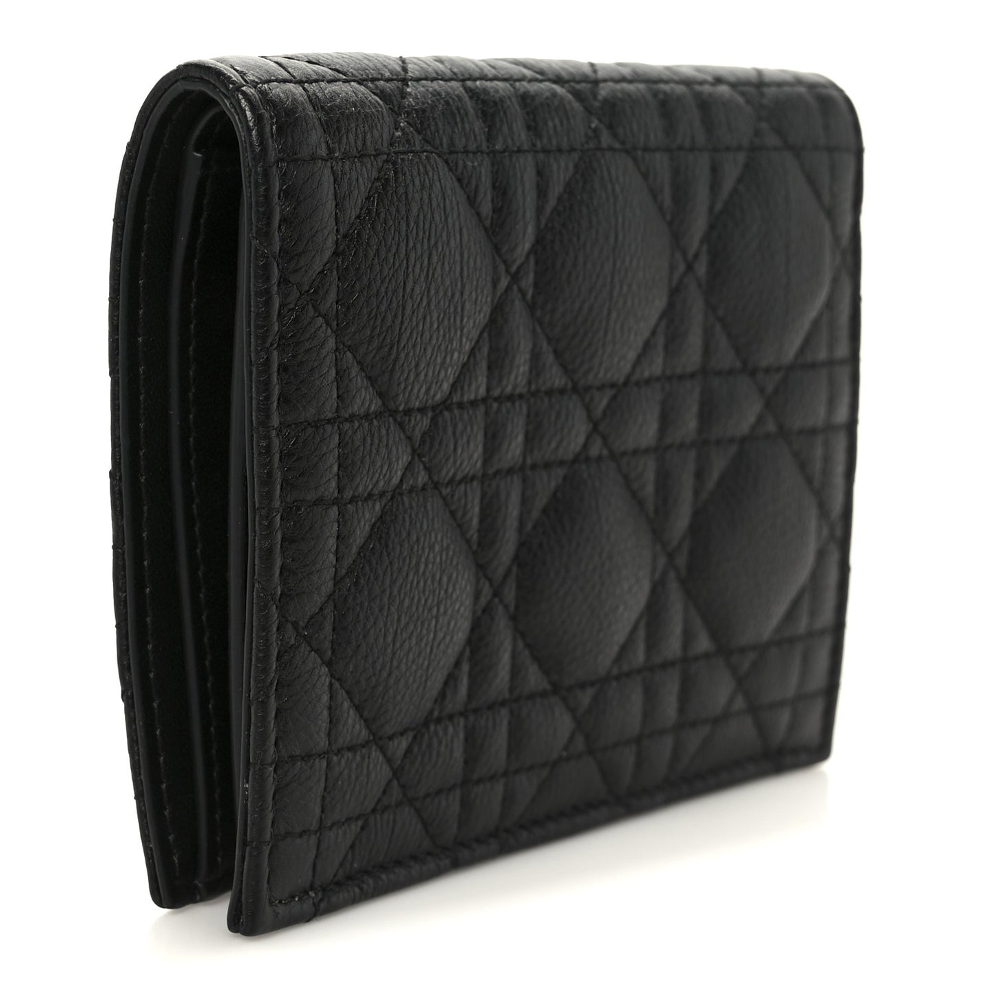 Supple Calfskin Cannage Caro Slim Wallet Black