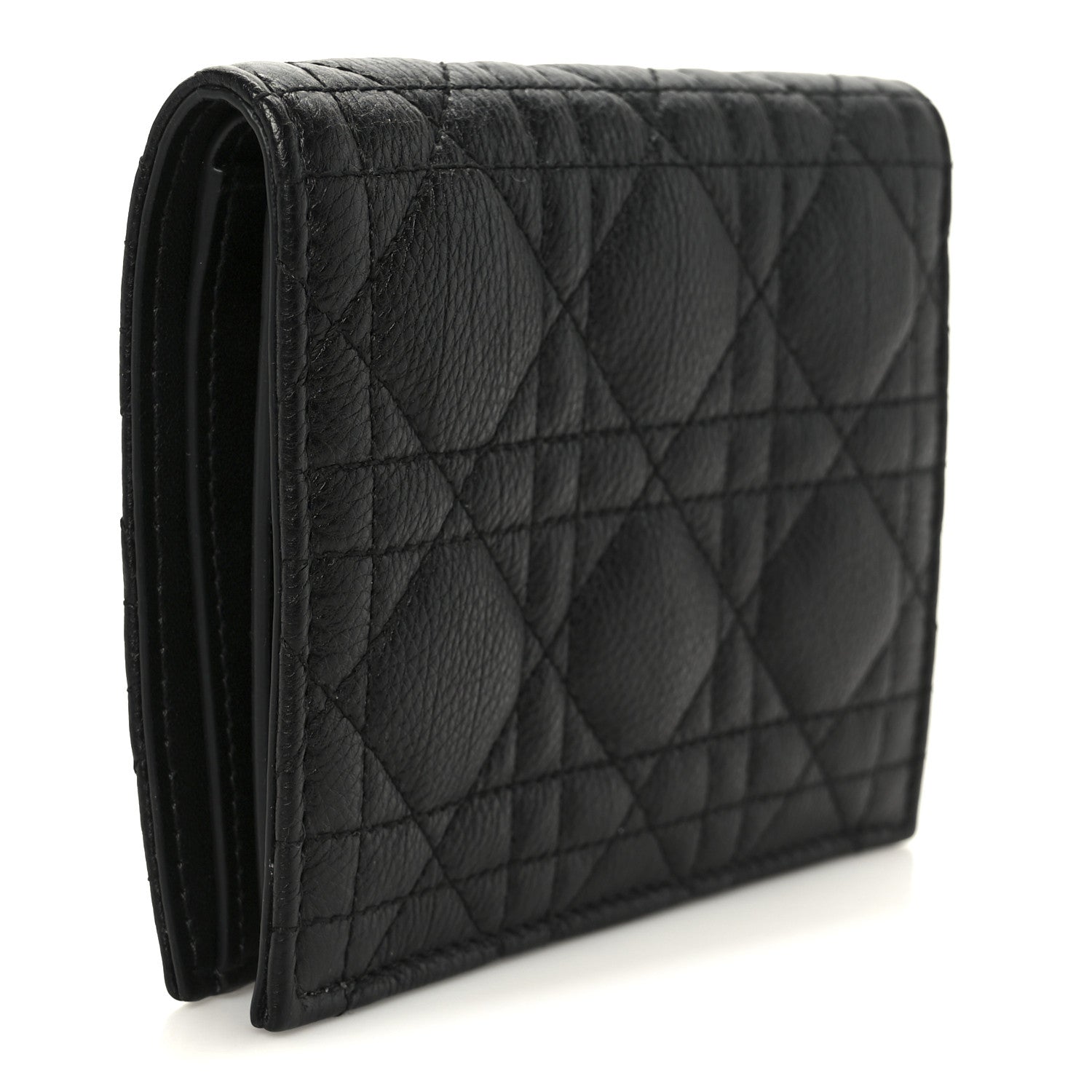 Christian Dior Supple Calfskin Cannage Caro Slim Wallet Black 3 of 9