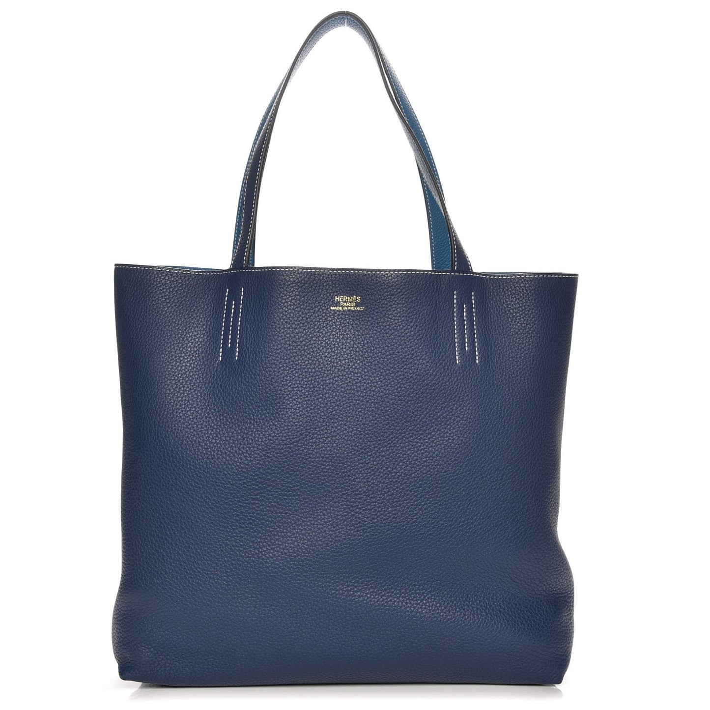Taurillon Clemence Double Sens 45 Reversible Tote Bleu Electrique Graphite