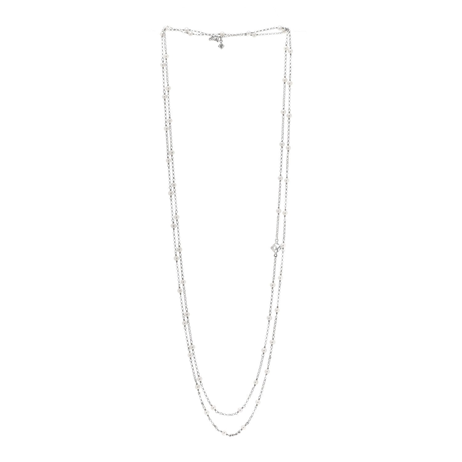 David Yurman Sterling Silver Freshwater Pearl Bead Chain Necklace 3 of 5