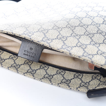 Gucci GG Supreme Monogram Small Flat Side Zip Messenger Bag Beige Blue 9 of 13