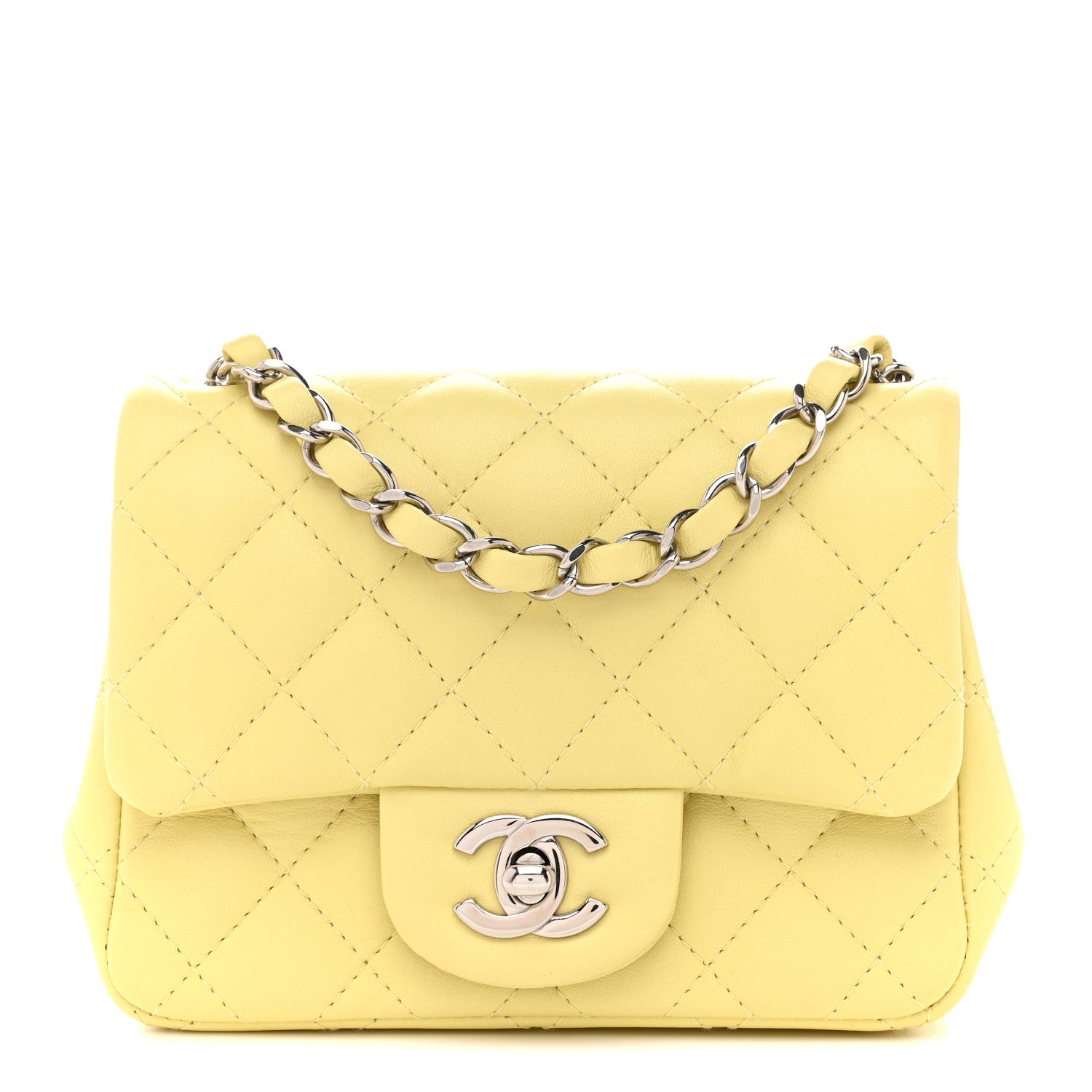Chanel Lambskin Quilted Mini Square Flap Yellow 1 of 10