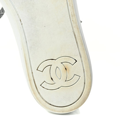 Chanel Iridescent Goatskin Womens Sneakers 40.5 White Silver 10 of 19