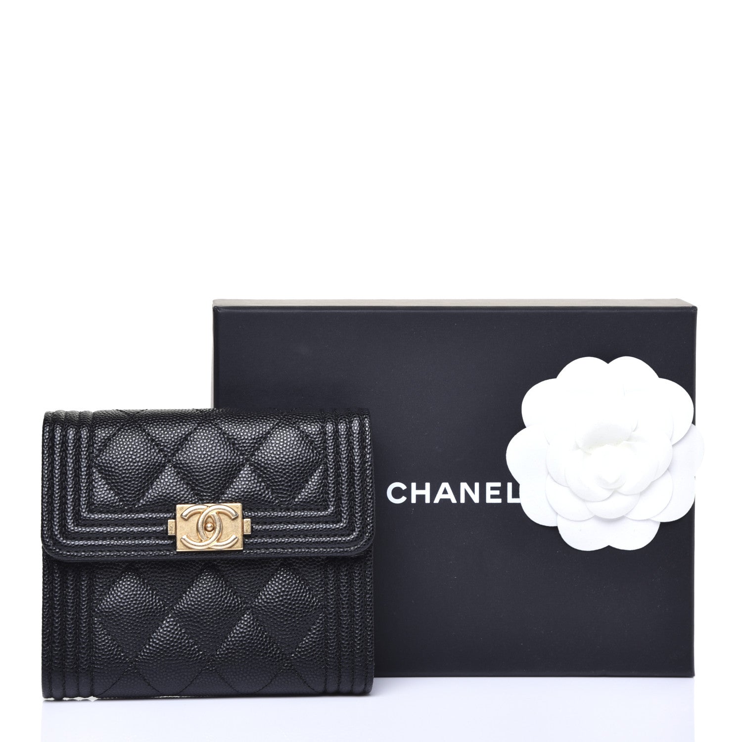 Chanel Caviar Quilted Compact Boy Wallet Black 12 of 12