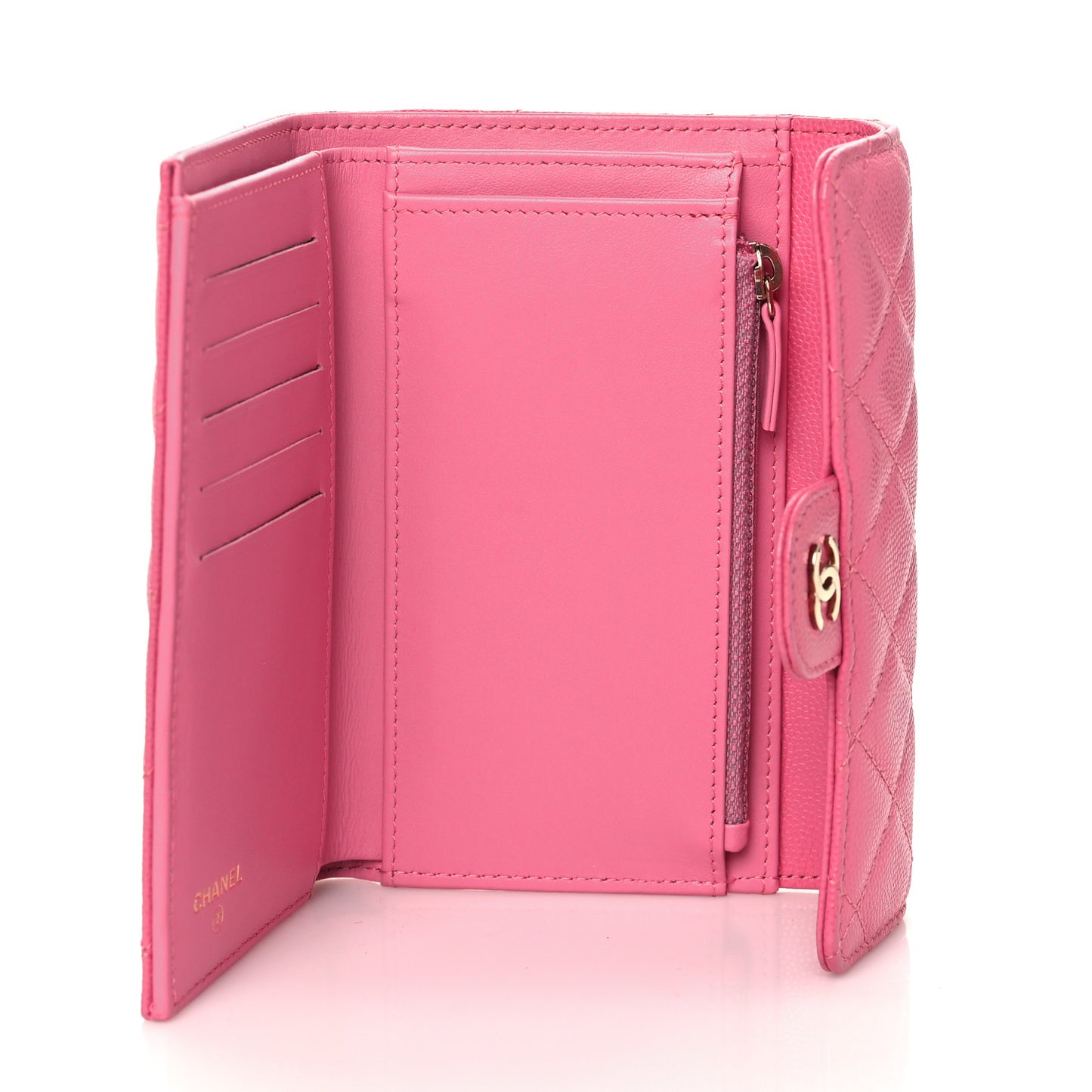 Caviar Quilted Medium Flap Wallet Pink