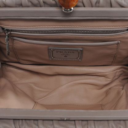Prada Nappa Gaufre Ruched Clutch Pomice 7 of 10