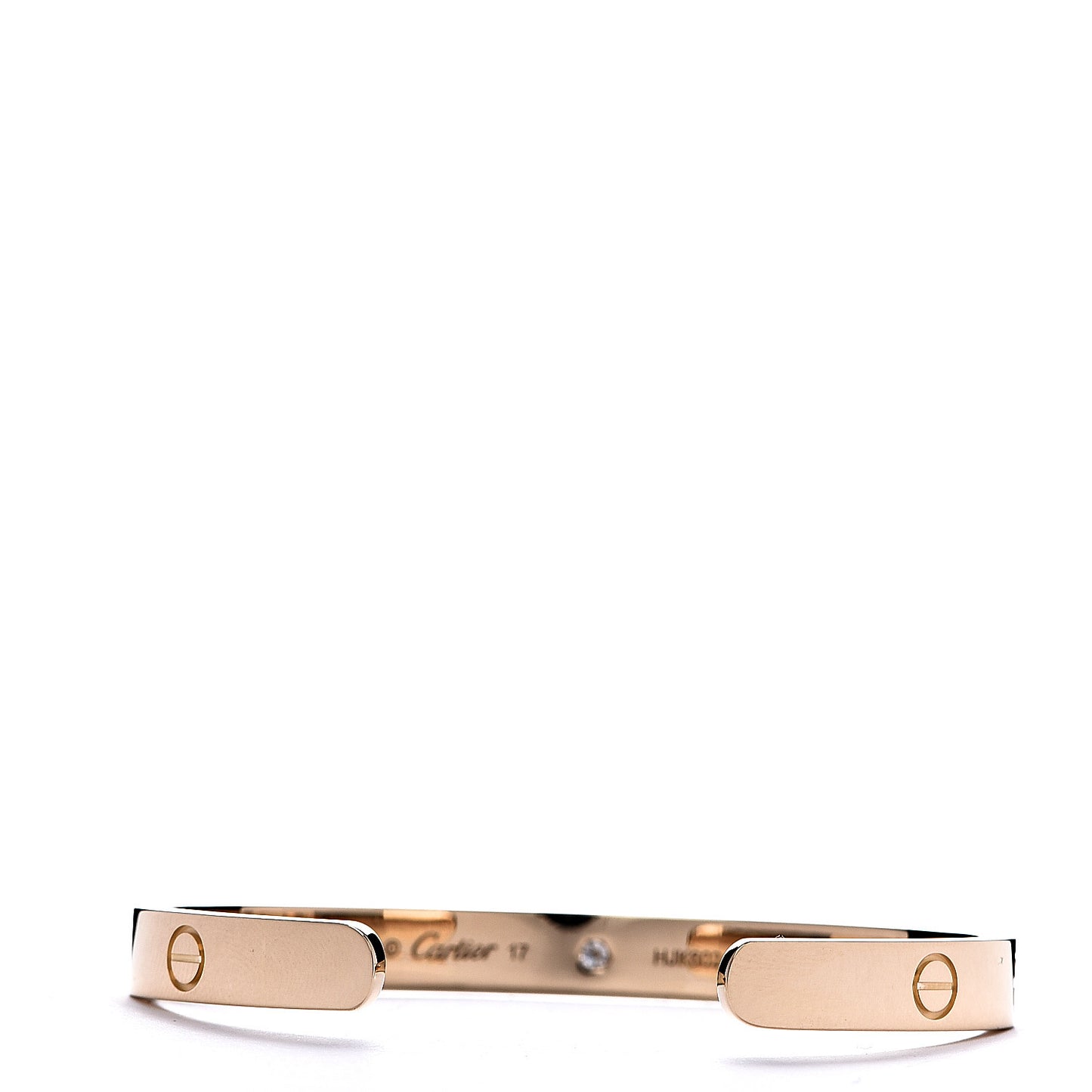 18K Yellow Gold 1 Diamond LOVE Cuff Bracelet 17
